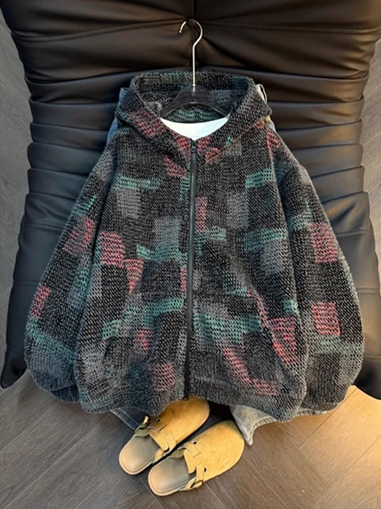 

Мужская осенне-зимняя толстовка-кардиган Laid-ba American Velvet Color Block с капюшоном, утепленная, модная, брендовая куртка-пальто