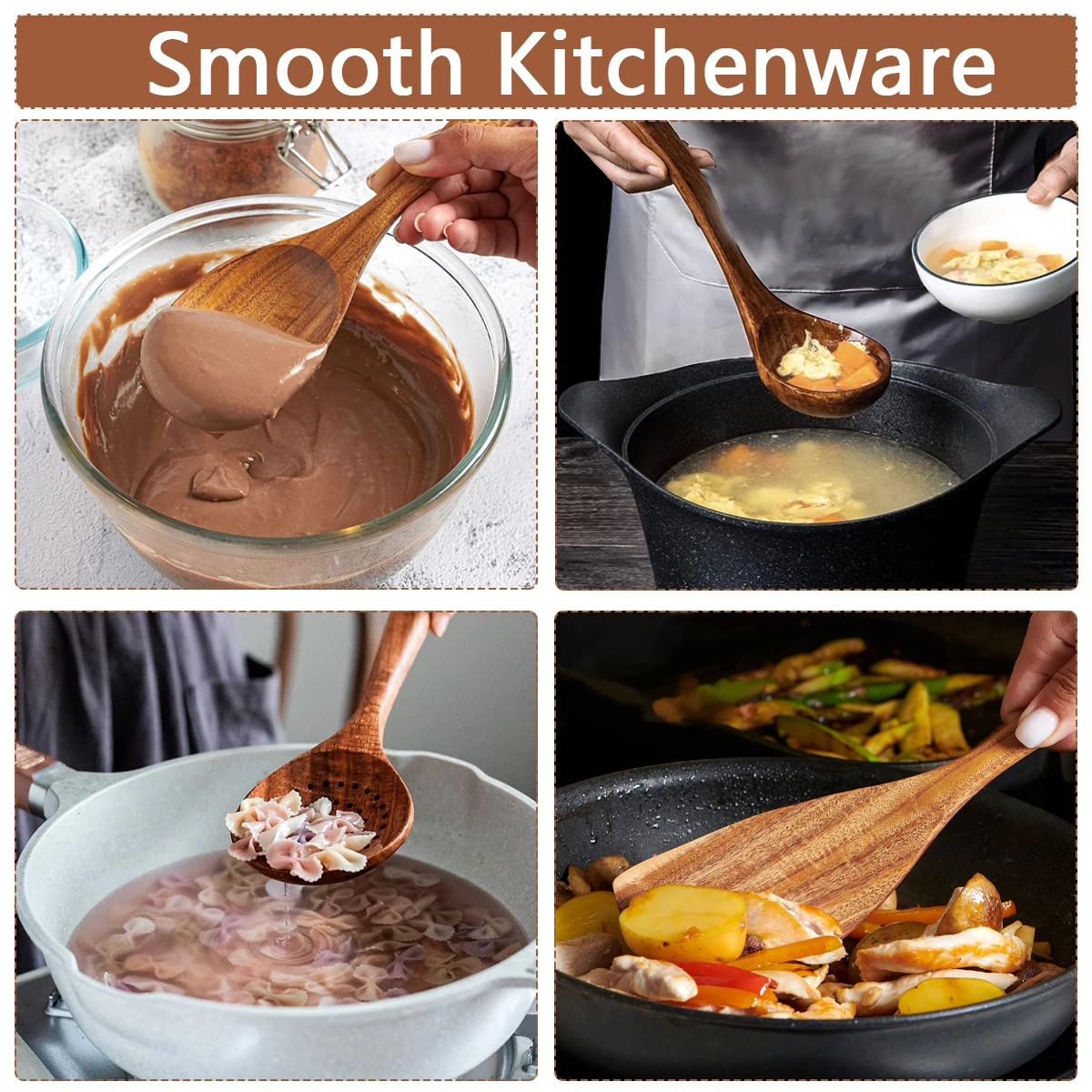 10 قطع ملاعق خشبية أدوات المطبخ الخشبية للطبخ مجموعة أدوات المطبخ الخشبية