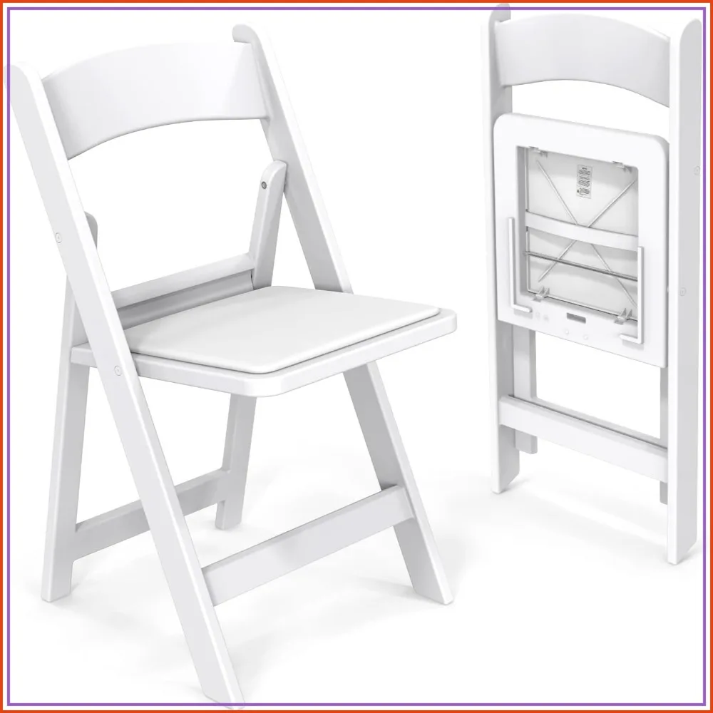 2 Pack Resin Folding Chair Padded Seat with Soft Cushion Indoor Outdoor Parties Weddings Events