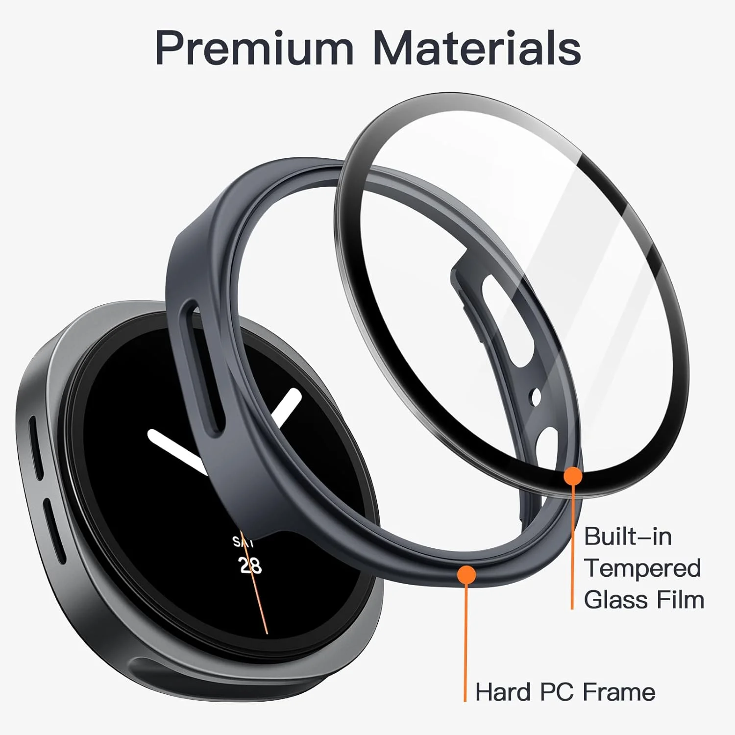 Glass+watch case for Samsung Watch 8 40/44mm accessories, scratch-resistant and shockproof all-around protective case. image 2