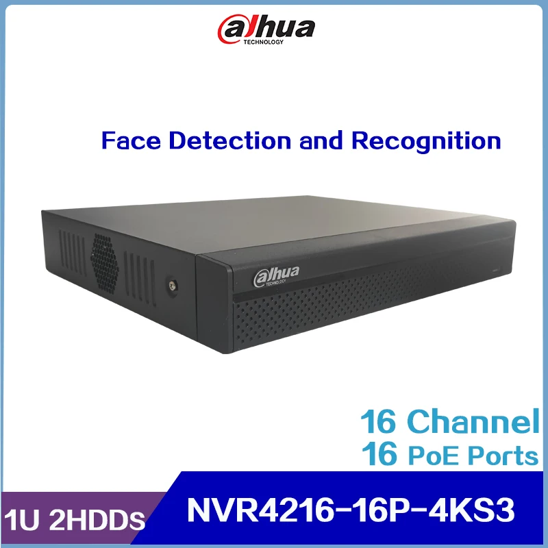 

Dahua 16CH 1U 16PoE 2HDDs Lite сетевой видеорегистратор NVR4216-16P-4KS 3 Поддержка обнаружения лица и распознавания