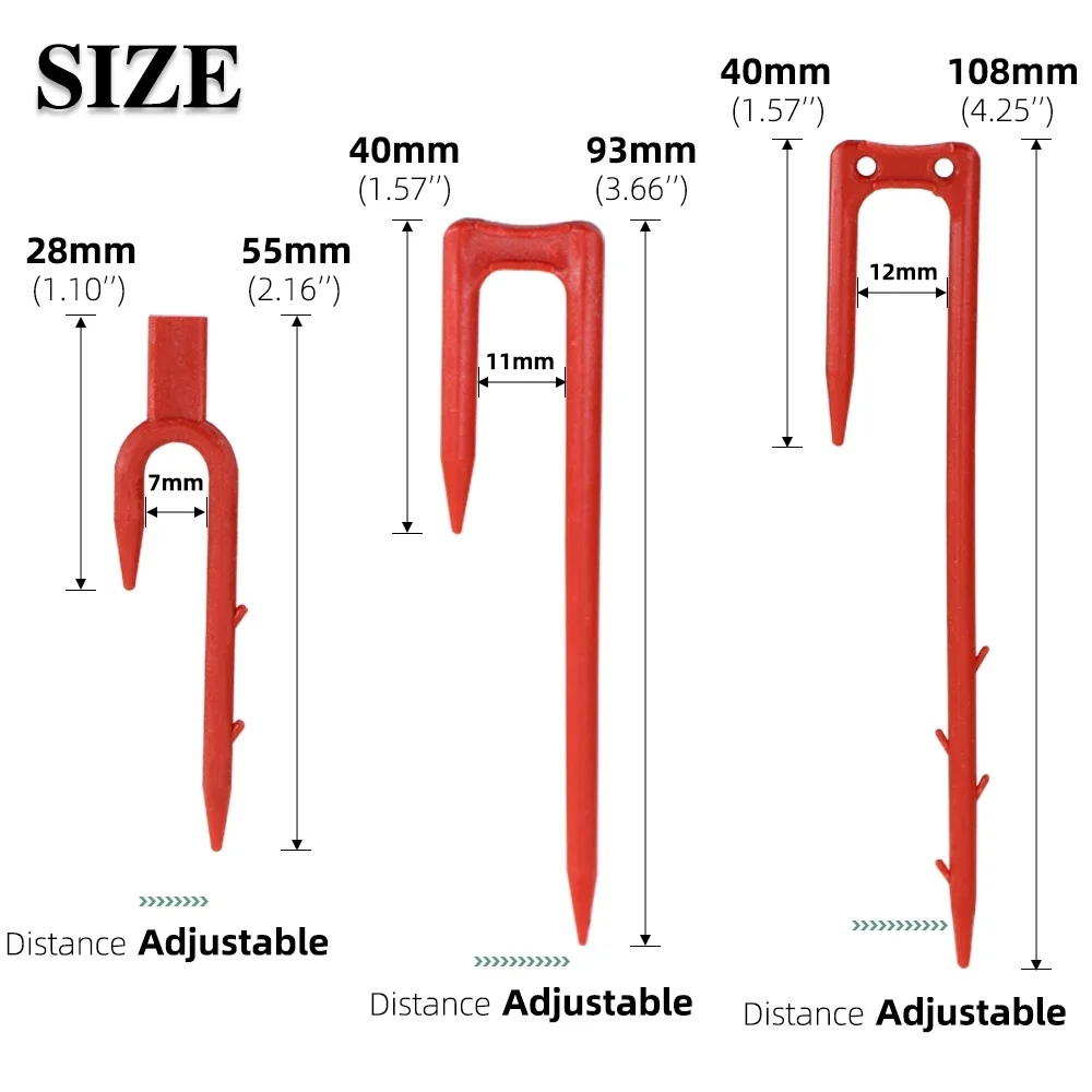 Strawberry Planting Fork Dig Fork, Stolon Fixator, Vine Pressing Device, Watermelon Climbing Stem Clips, 50mm, 93mm, 108mm,50Pcs