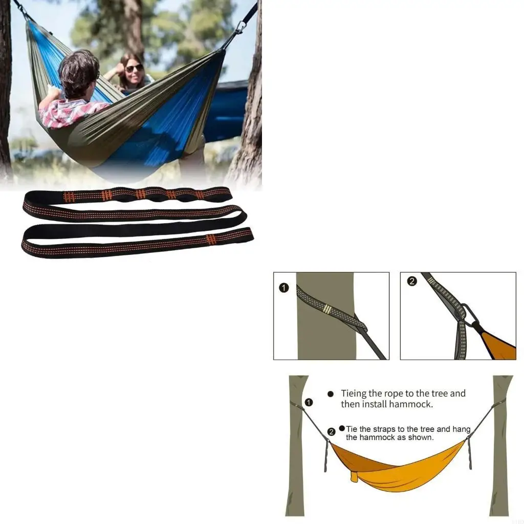   Multifunction Double Purpose Hammock Hanging Set Adjustable Climbing Strength Straps for Outdoor Relaxation Activity