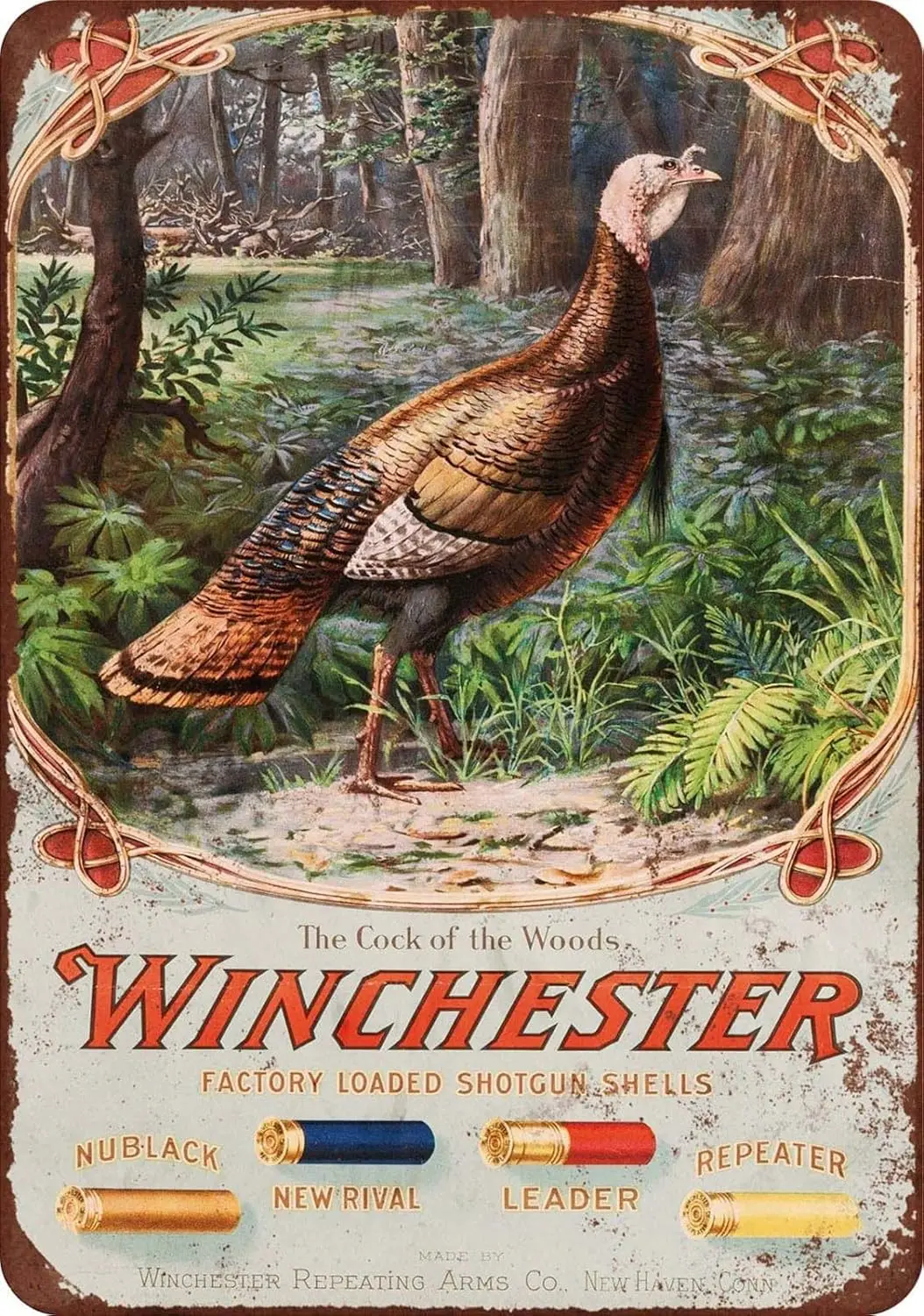 1p,Vintage Wild Turkey Hunting Winchester Poster Metal Aluminium Tin Sign  Wall Decor