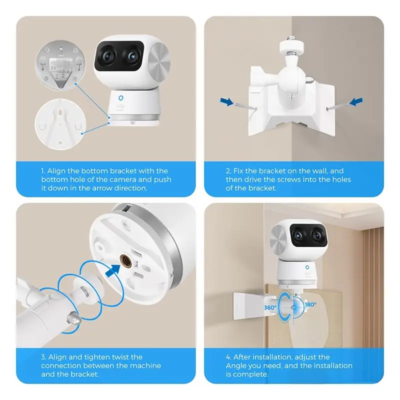 A29F-Security Camera Wall Mount Bracket For Eufy S350 Camera With 360 Degree Rotation And Weatherproof Construction