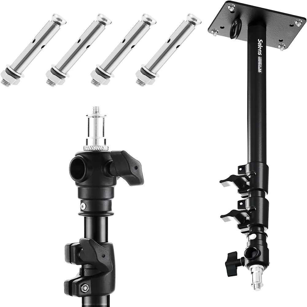 Selens Photography Wall Mount Boom Arm Stand, Wall Ceiling Mount Boom Arm Adjustable Bracket For Photo Studio Video Ring Light