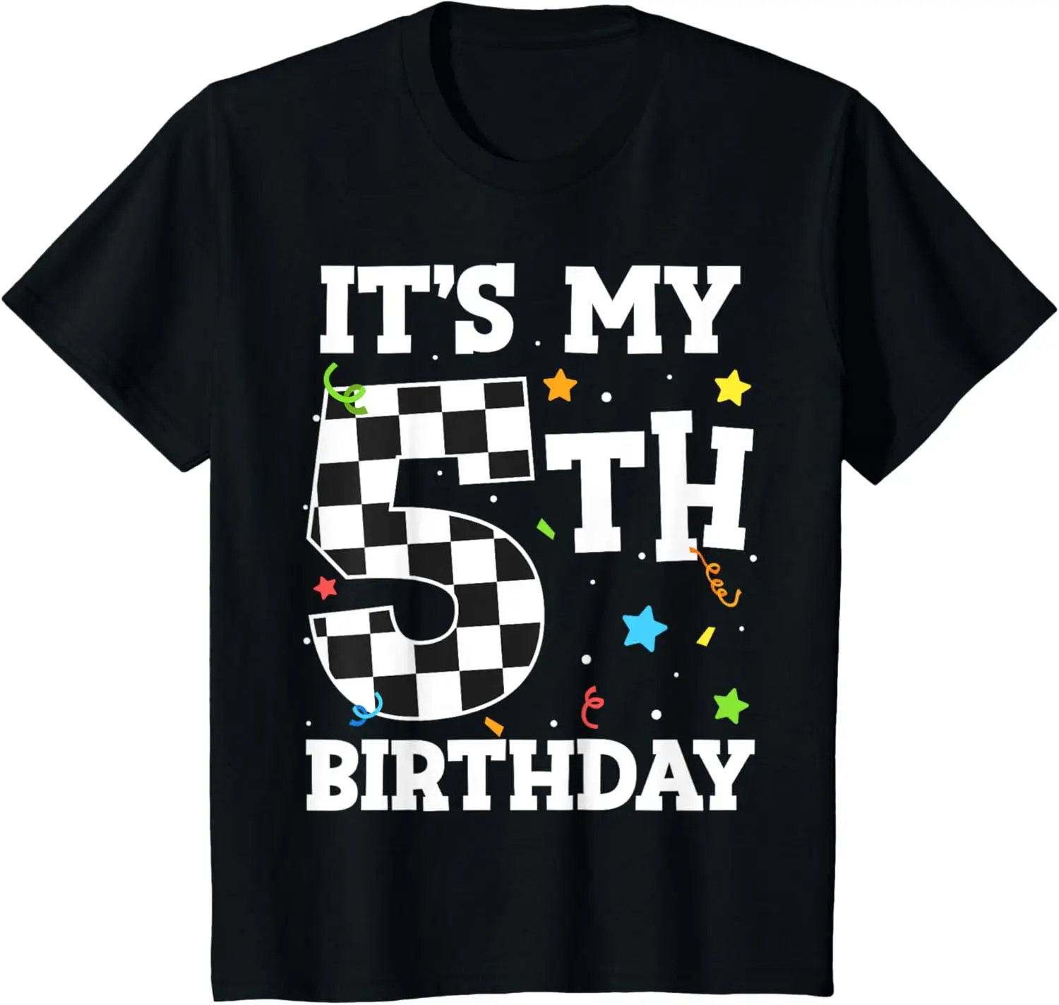 Kids It's My 5th Birthday Boy 5 Five Racing Car Flag Race Car T-Shirt