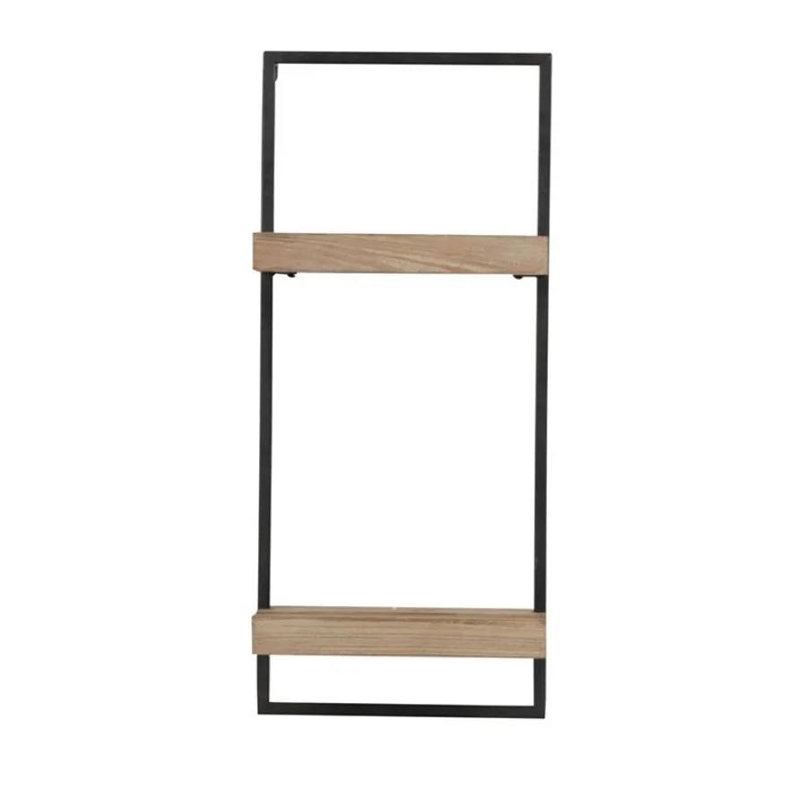 

12x6x27 Iron and Wood Wall Shelf With Two Shelves