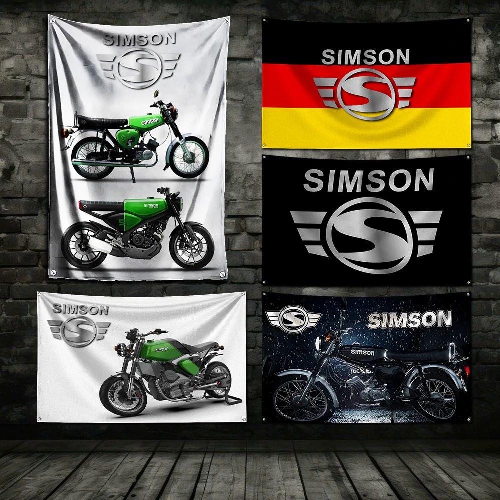 3x5 Ft Motorcycle S-simsons Flag Polyester Digital Printing Banner for Garage Wall Art Out Door Decoration With Brass Grommets