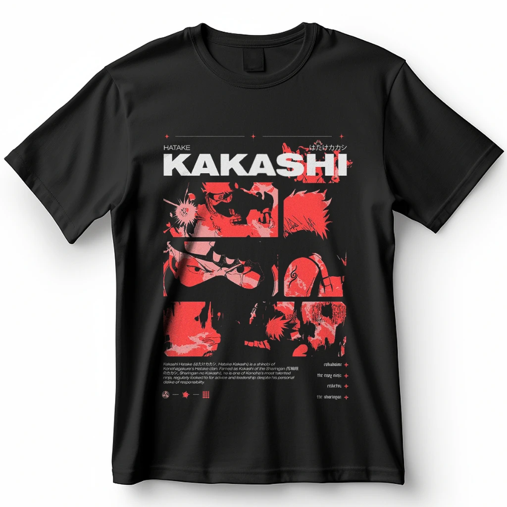 

Naruto Kakashi Anime Print Men Women Summer T-shirt Harajuku Retro Short Sleeve Loose Oversized Casual and Comfortable Y2k Top