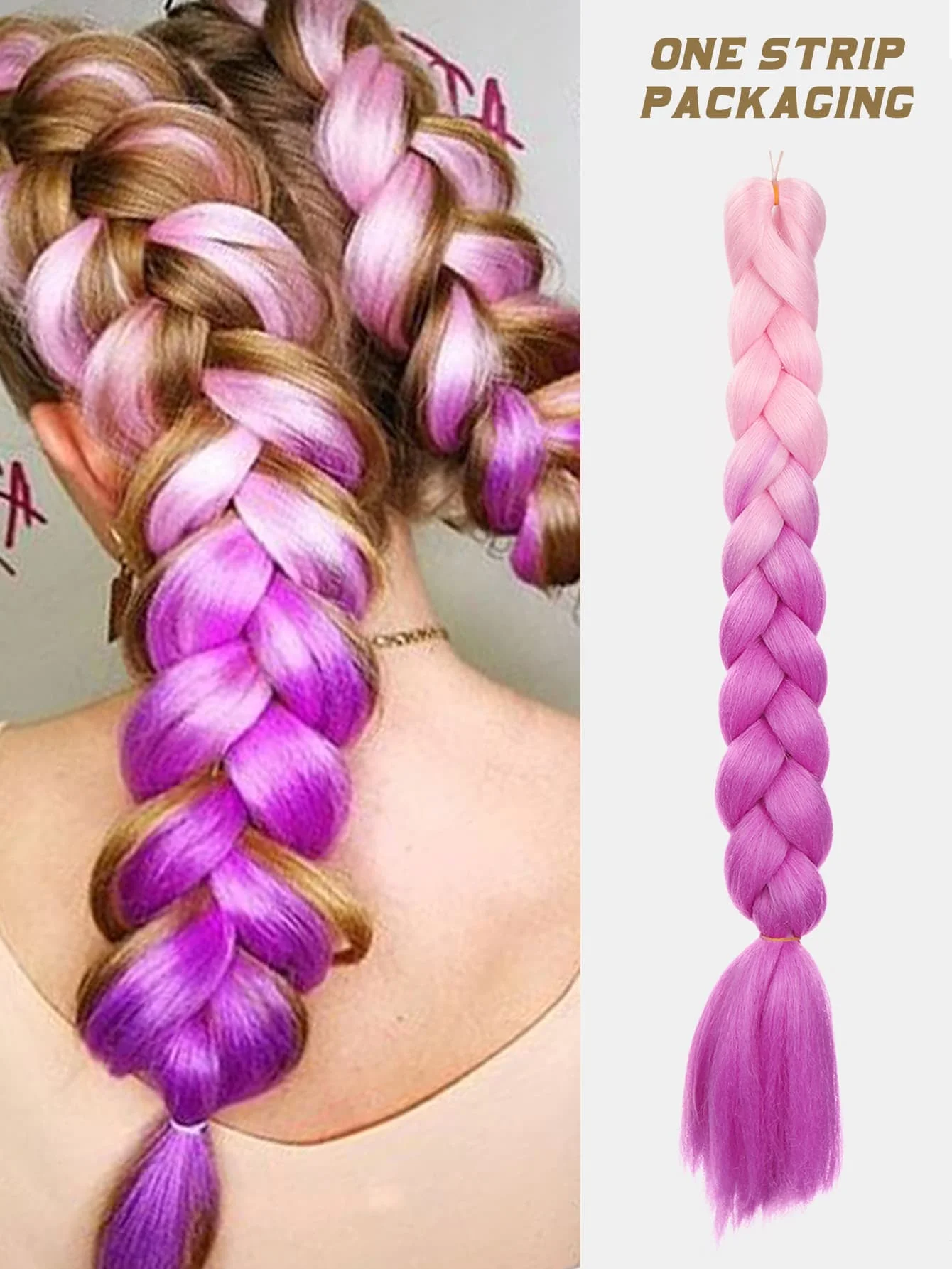 Synthetic Hair Extensions Long Straight Hair  Multicolor Braid Plait Ponytail Wig Natural Fashion