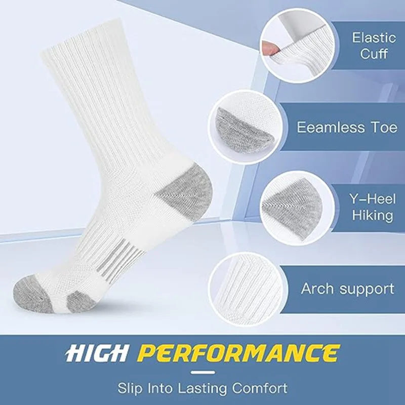 6 Paar Herren-Outdoor-Gymnastik-Socken, hochwertige, bequeme, weiche, gepufferte Laufsocken, atmungsaktiv, große Größe, neuer Stil, EU 39–46