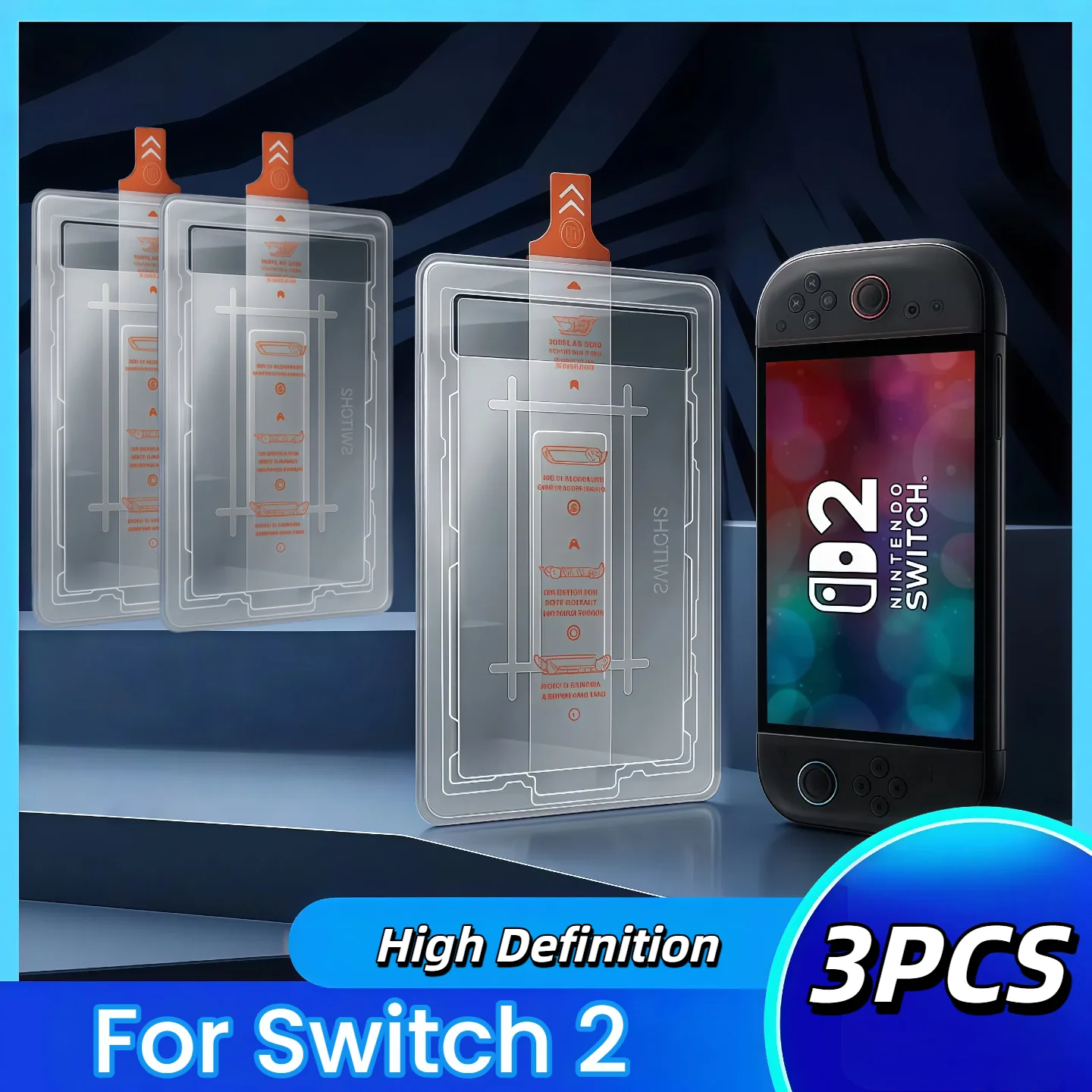 3 Stück Switch2 7,9 Zoll 2025 Displayschutzfolie aus gehärtetem Glas, 2 Stück 9H Härte, blasenfrei, kratzfest, kein Staub