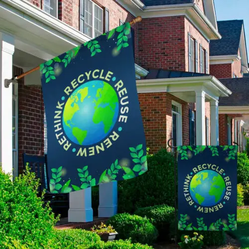 Recycle Reuse Renew Rethink Earth Day Environmental Garden Flag