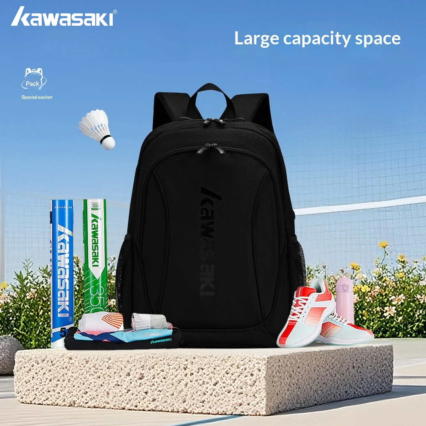 Kawasaki Tennis Badminton Racket Bag Versatile Outdoor Use Back Pack Unisex Hiking Bag Tenis Raquete Multifunctional Sports Bag