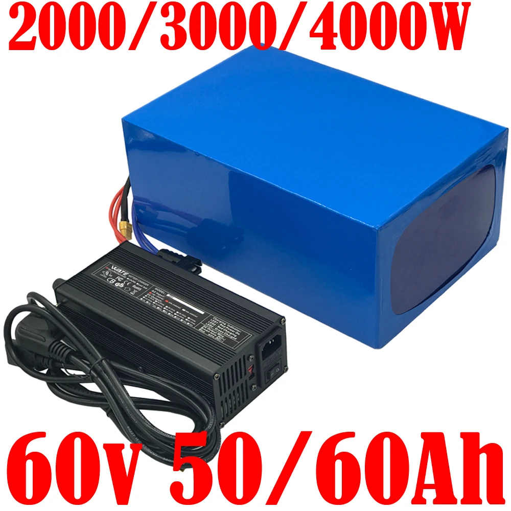 

ebike battery 18650 cell 60v 60ah 50ah 40ah 30ah 20ah electric bicycle batteries For 4000W 3000W 2000w lithium ion bike scooter