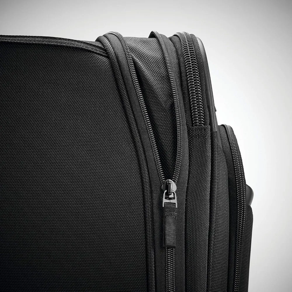 expandable softside spinner luggage, black, 21-inch carry-on