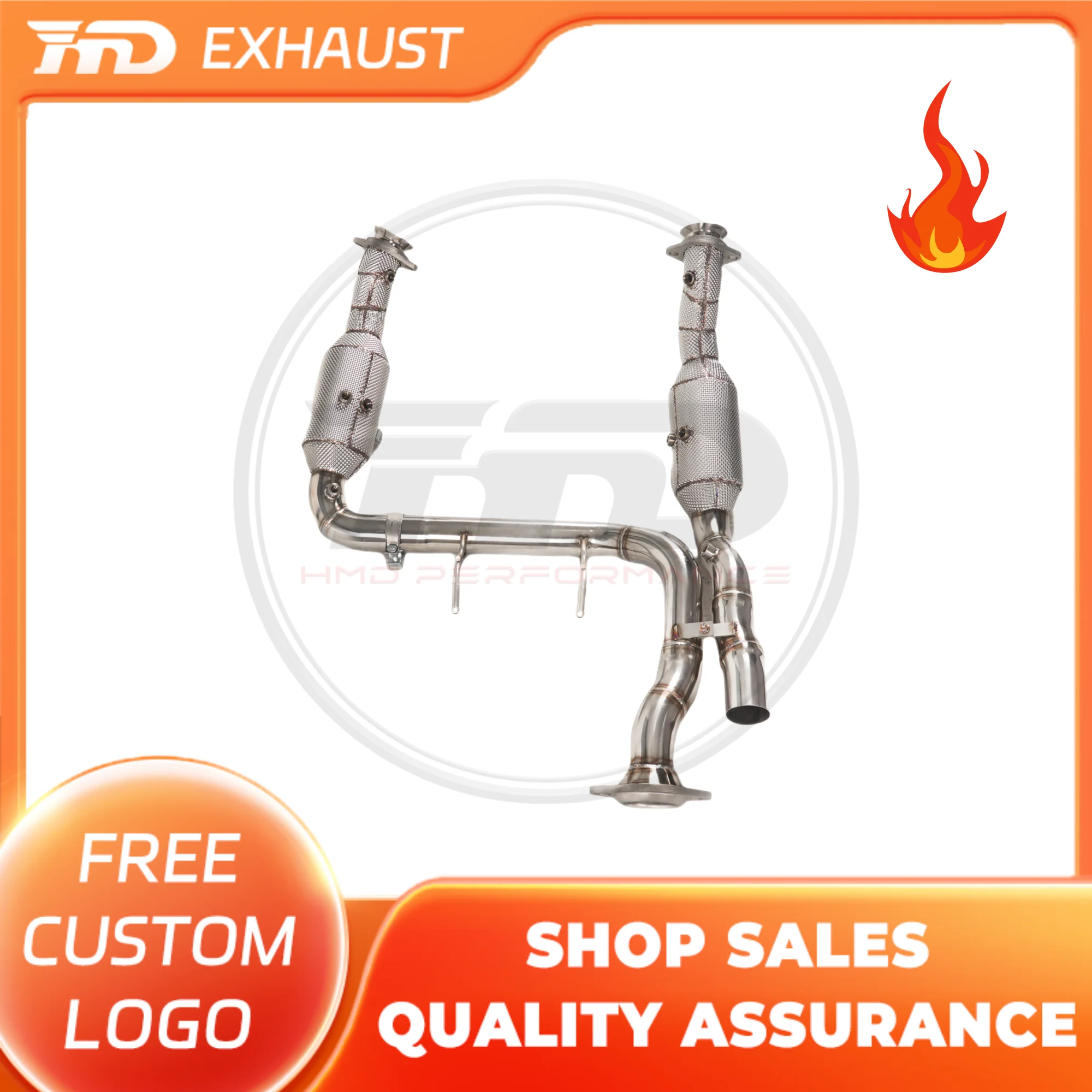 

HMD Hot sale SS304 Exhaust System Downpipe for Ford Raptor F150 3.5T 2023+ With Heat Shield Racing Pipe