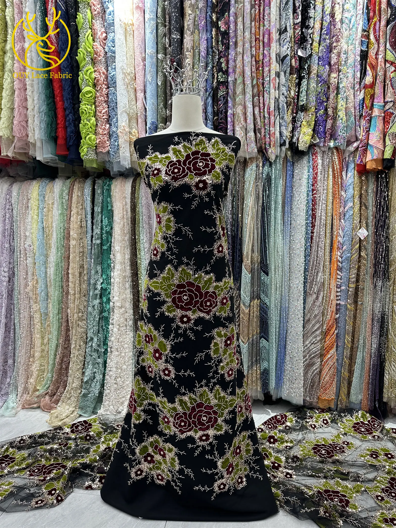 Tela de Encaje Floral Bordado - Sewing Velvet Fabric reseña y precio