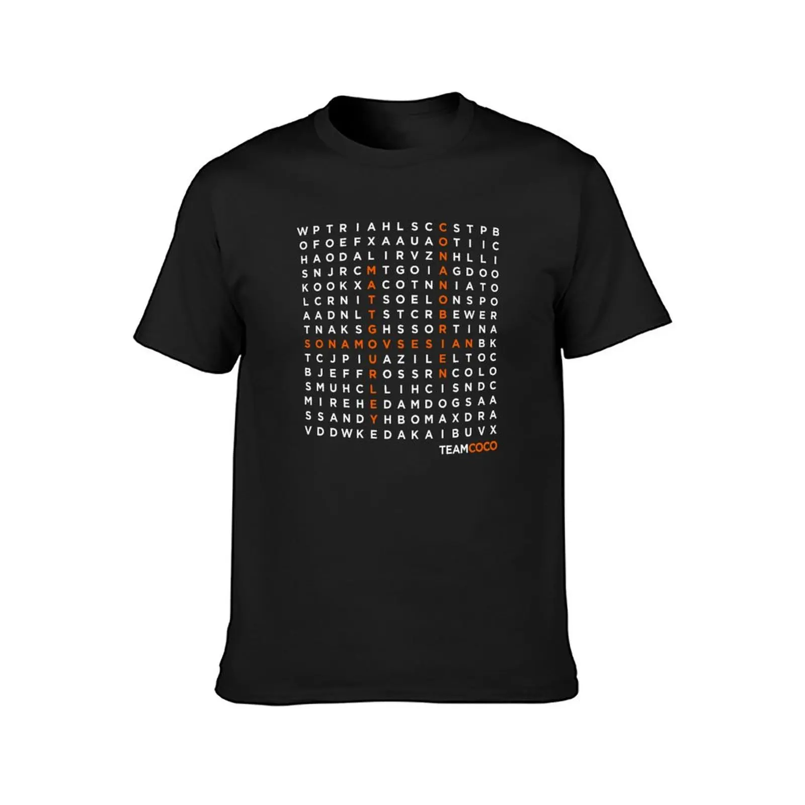 TeamCOCO WordSearch (Light Font) T-Shirt funnys for a boy big and tall t shirts for men