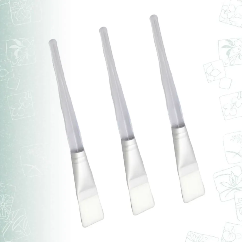 3개입 투명 크리스탈 핸들 페이스 어플리케이터 브러시, 얼굴 마스크 세럼 필링 적용용, 가정 및 전문가용