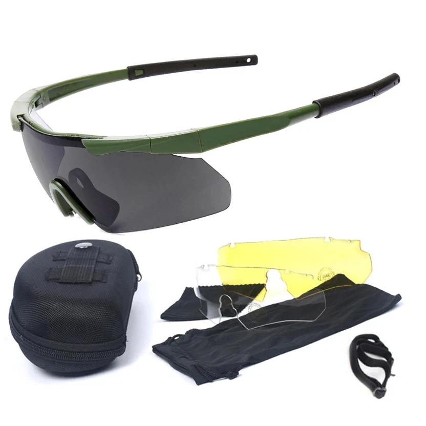 

Military Tactical Goggles CS Airsoft Windproof Shooting Glasses HD 3 Lens Motocross Motorcycle Mountaineering Safe Glasses