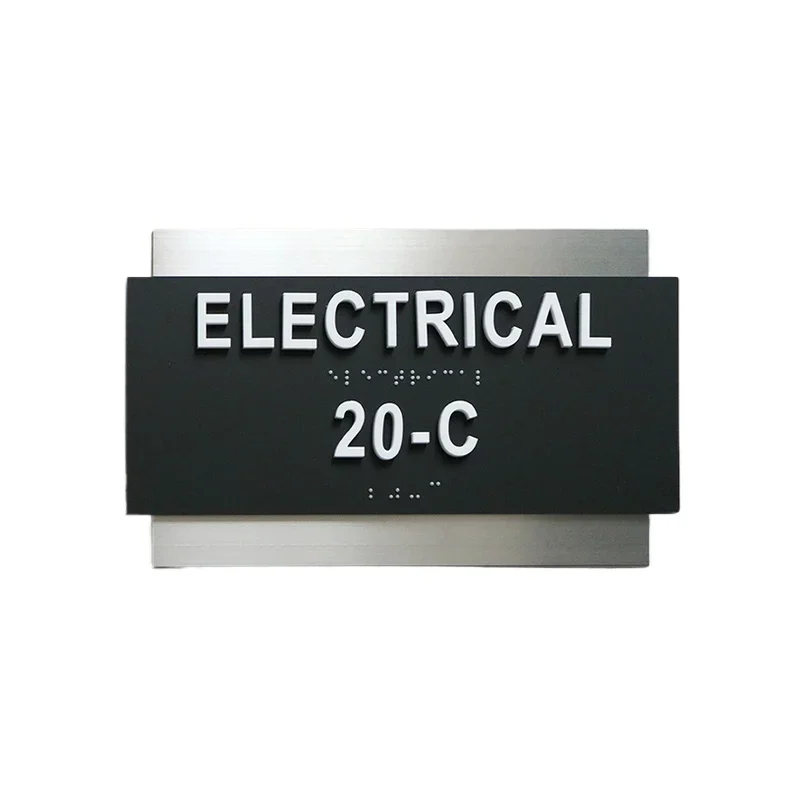 

ADA Compliant Building Raised Tactile Grade 2 Braille Electrical Room Hotel House Number Sign Plates From EZD Design