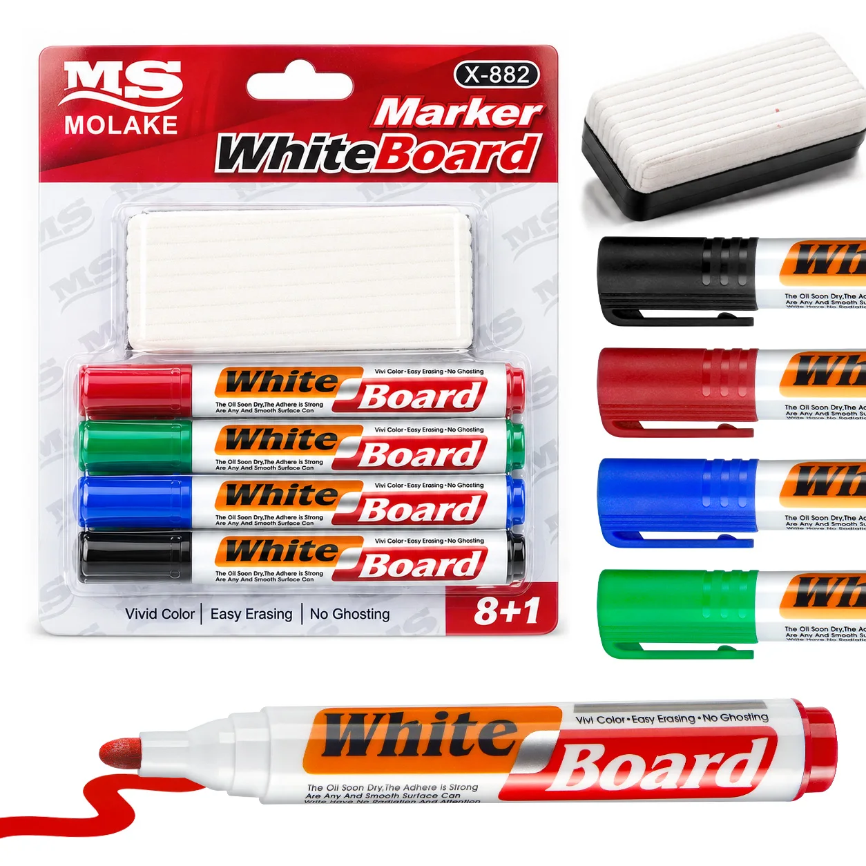 Erasable Whiteboard Marker Set With Eraser Dry Erase Pens Stationery Supplies For School Office Home