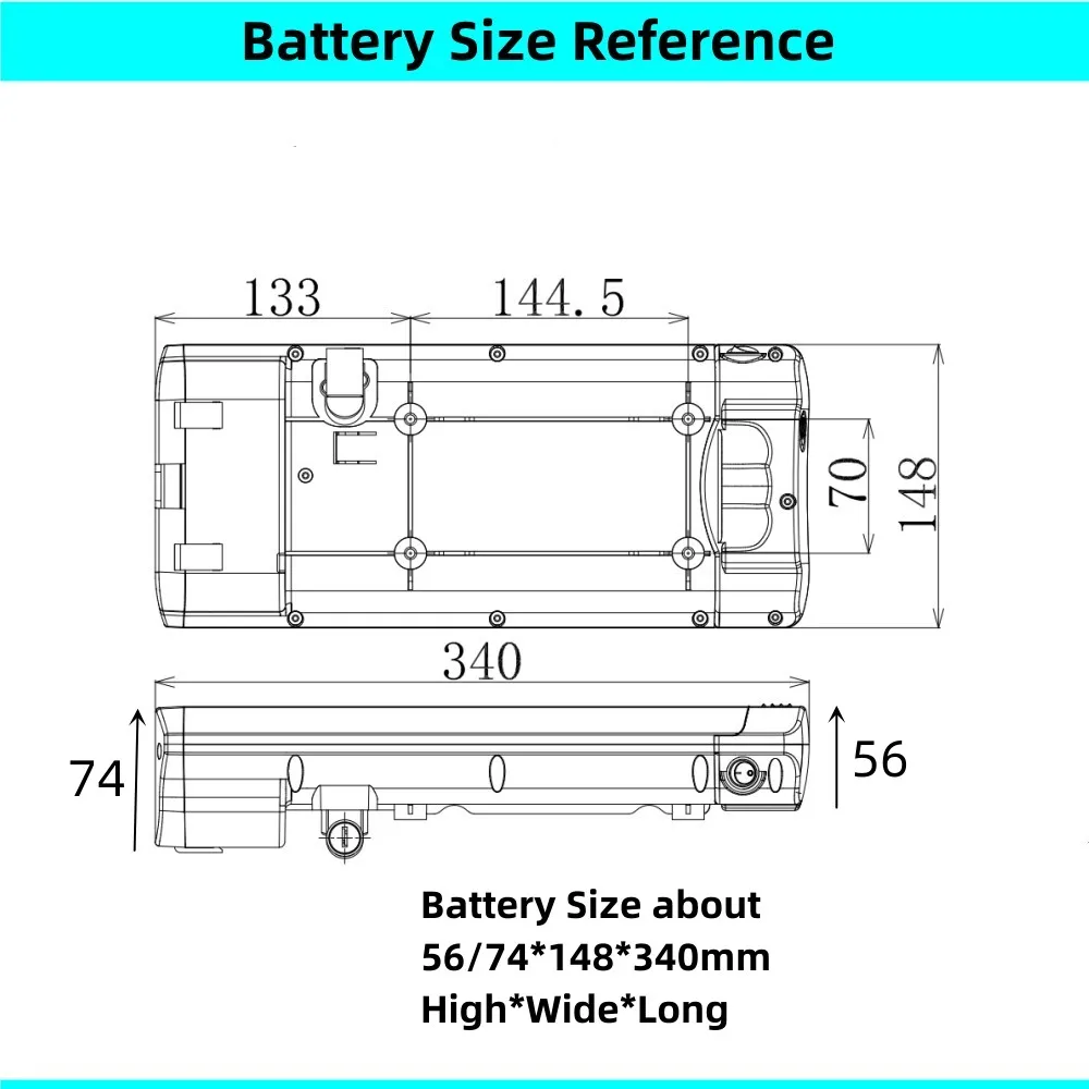 Folding Bike Rear Rack Battery 24V 7.8Ah 8.7Ah 36V 6.6Ah 7.8Ah 10.5Ah for Fold Green QDOS Elife Regency eGlide Toplife E-1000