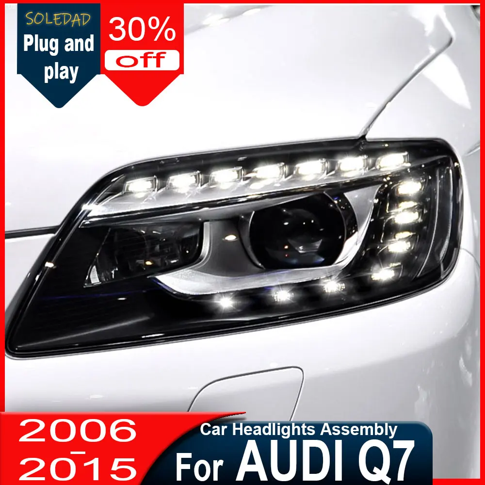 Car Headlight for Audi Q7 2006 2007 2008 2009 2010 2011 2012 2013 2014 2015 LED Headlight Assembly DRL Turn Signal High Beam