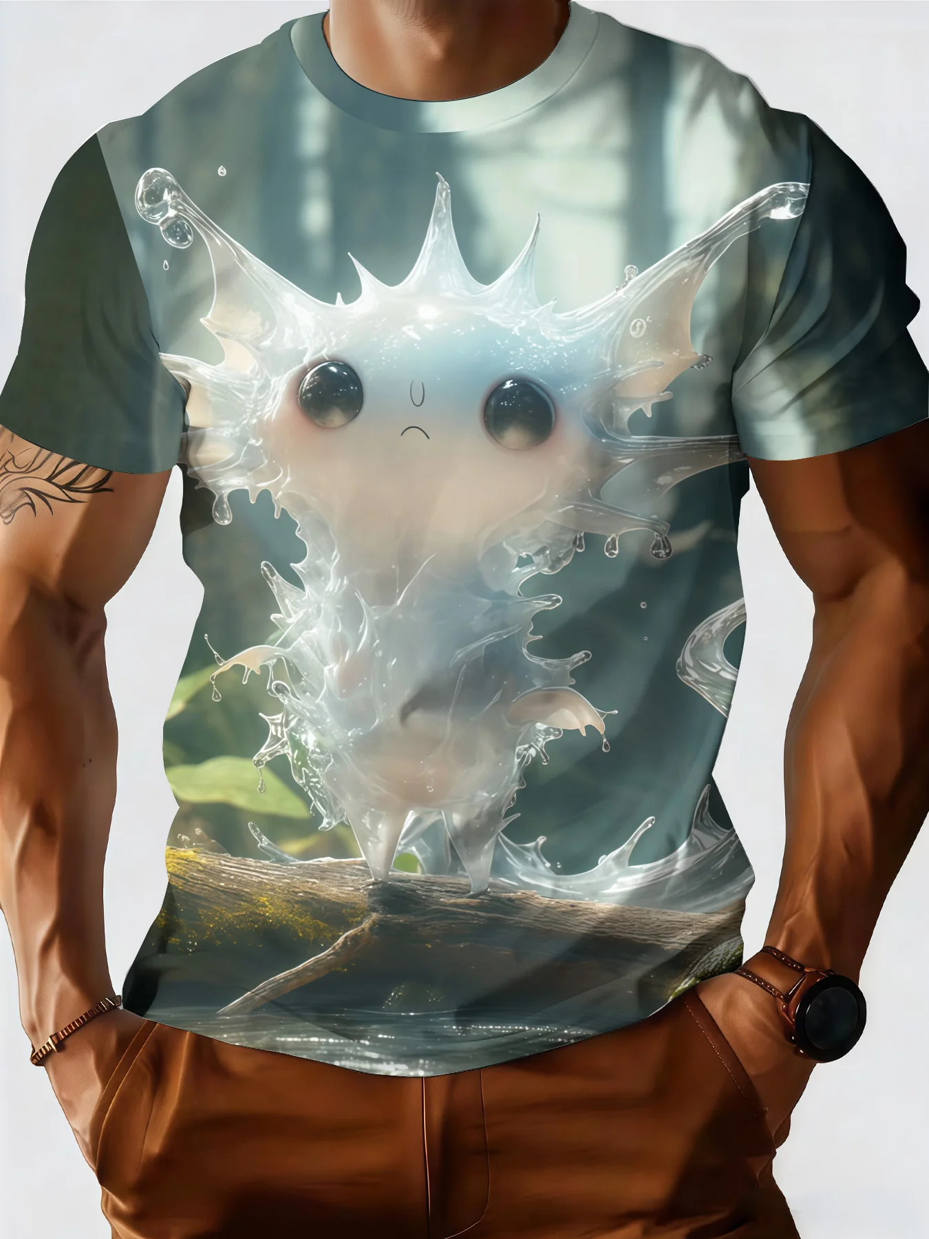 Summer New O-neck Men's T-shirt Aquaman Elf 3D Printed Half Sleeve Breathable Short Sleeve Daily Casual Sports Short Sleeve