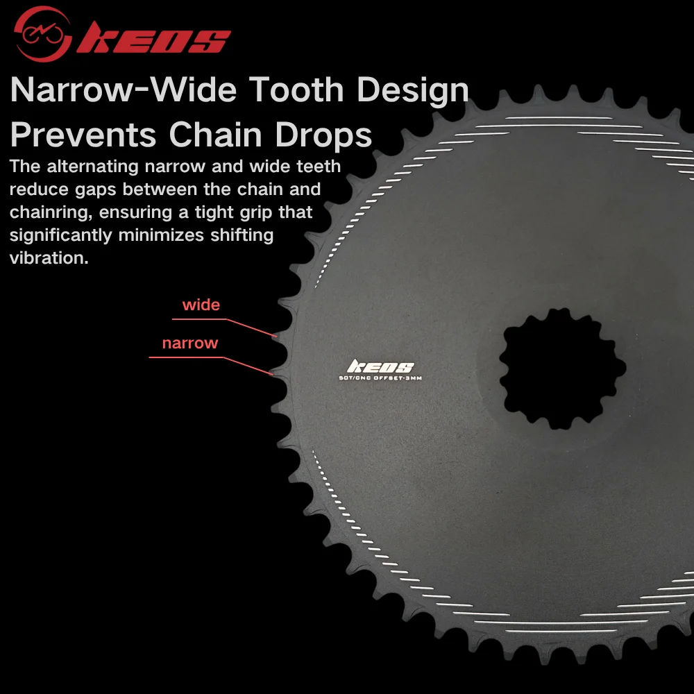 KEOS Road Gravel Bike 3-Bolt Direct Mount Narrow-Wide Closed Guard Chainring 3mm إزاحة سرعة واحدة متوافقة مع 7-12 سرعة #3