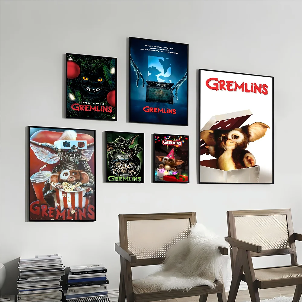 Gremlins Movie Self-adhesive Art Poster Waterproof Paper Sticker Coffee House Bar Posters Wall Stickers