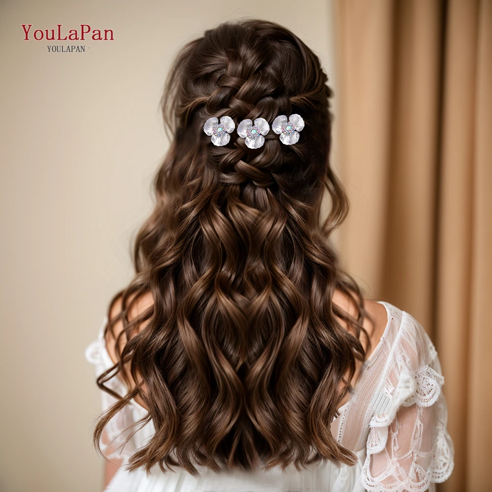 YoulaPan-Hairpins De Casamento Para As Mulheres, Noiva Liga Flor Garfos De Cabelo, Clipe De Cabelo Enfeites, Acessórios Para Canhão, HP773