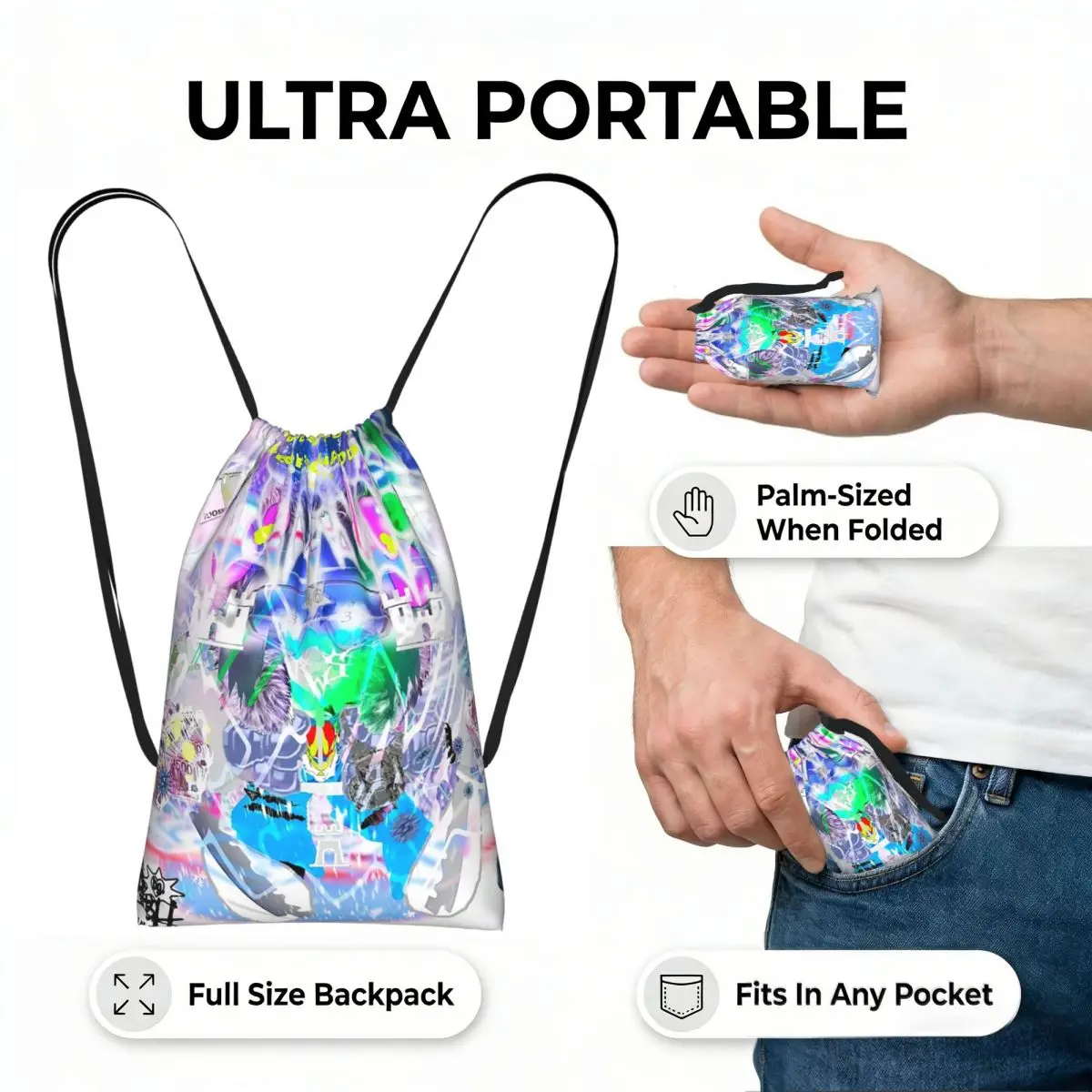 Ice Bladee Dancer Albume Drawstring Backpack Sports Gym Bag Lightweight Foldable Storage Drawstring Bag for Men Women