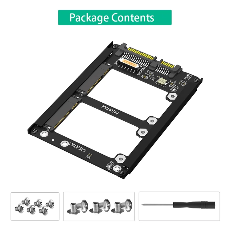 AEE7-Dual Msata SSD a SATA III de 2,5 pulgadas con soporte de marco: conserva el SSD MSATA como unidad SATA de 7 mm y 2,5 pulgadas