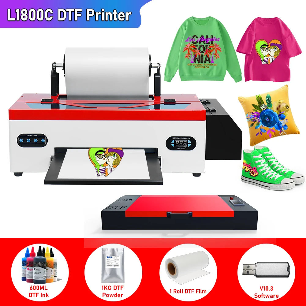 A3 DTF L1800 Printer t shirt printing machine with roll DTF feeder A3 impresora DTF a3 Heat transfer DTF PET film Printer