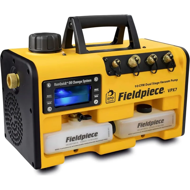 مضخة تفريغ VPX7 - 10 CFM، 3⁄4 HP DC Motor، نظام تغيير الزيت RunQuick – محمول - أداة HVAC احترافية - متوافقة مع A2L
