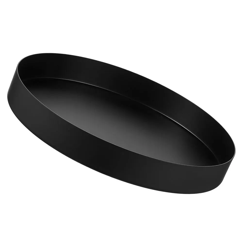 

Black Round Stainless Steel Storage Tray Multipurpose Decorative Serving Tray Jewelry Fruit Holder Desktop Organizer