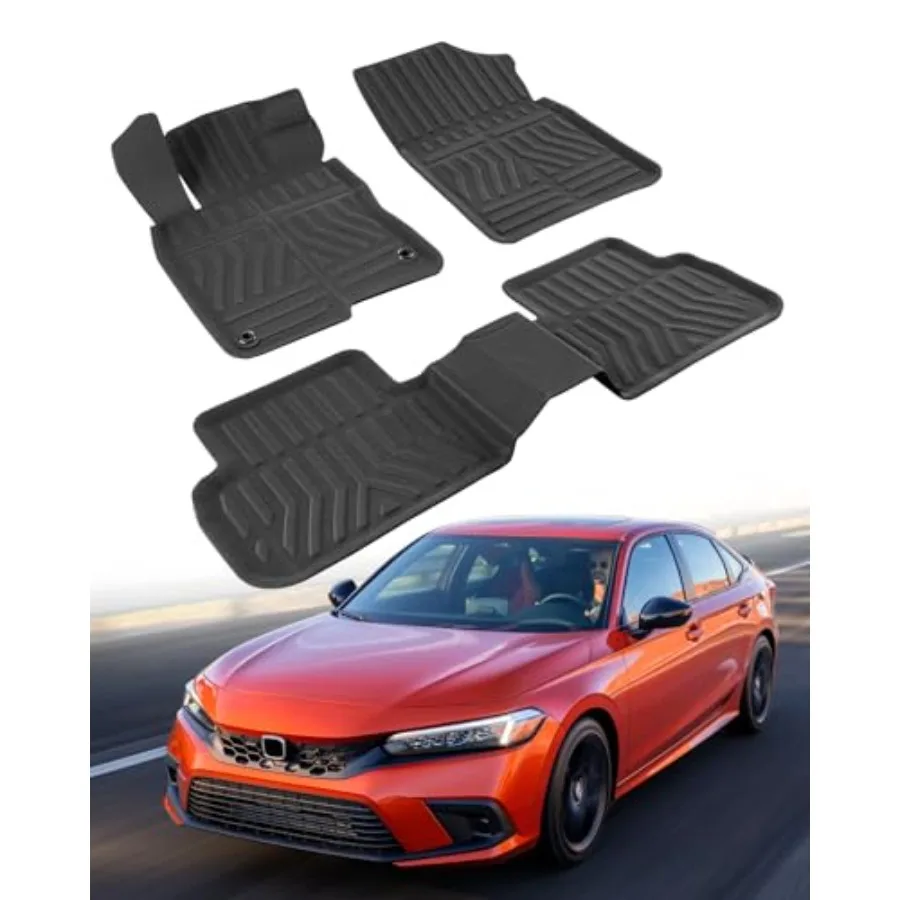 

Custom Fit 2022-2025 - All-Weather Rubber and Liners, Heavy Duty Car Interior Protection for Civic, Weather-Resistant and Easy