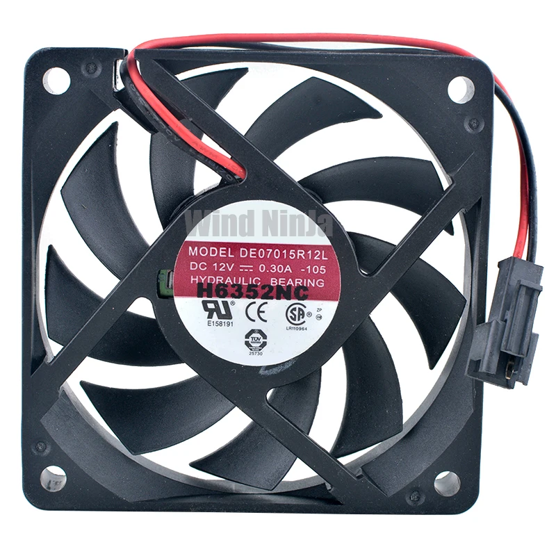 (2Pcs) 70mm 4000RPM High Speed Cooling Fan DE07015R12L 70x70x15mm DC12V 0.30A 2Pin for Power Supply