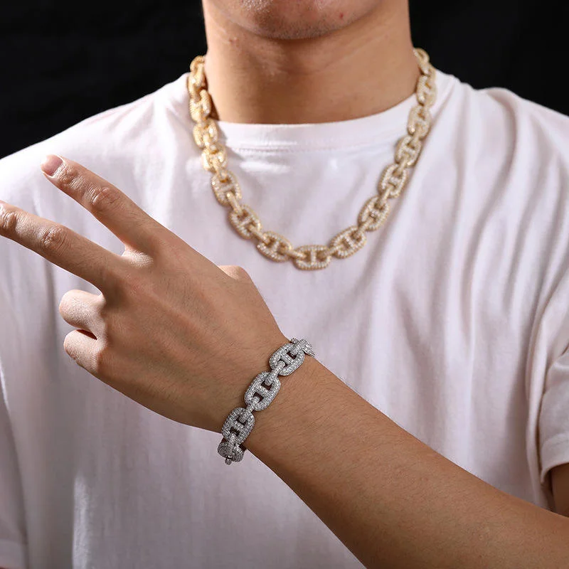 Quality High 925 Sterling Silver Plated Moissanite Cuban Link Necklace Custom Iced Luxury Hip Hop Jewelry Men Women Wedding.