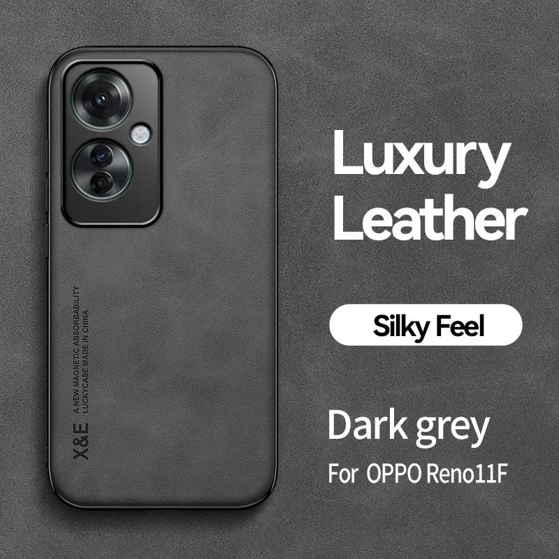 Reno11F 5G Case Built in Metal Plate Magnetic Car Holder Leather Phone Cases For OPPO Reno11 F Reno 11F 11 F 5G Back Soft Cover