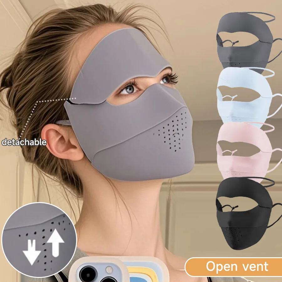 

Летняя маска от солнца из ледяного шелка для женщин, съемная для 2-х целей, тонкие дышащие 3D маски для лица Gini, езда на велосипеде на открытом воздухе