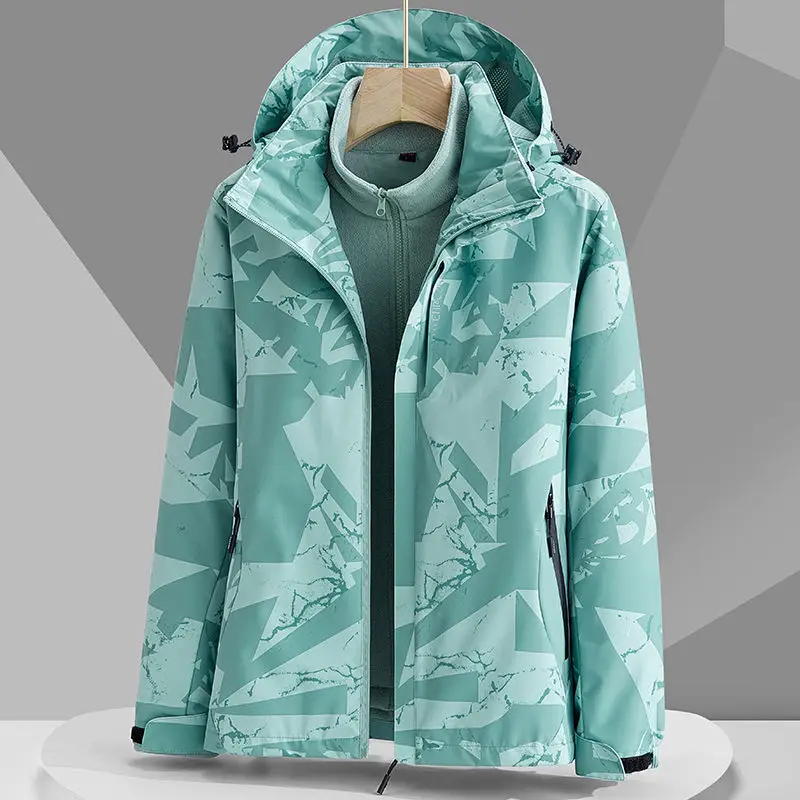 

2025 Autumn And Winter Camouflage 3-in-1 Hardshell Jacket Detachable Thickened 2 Piece Windproof Mountaineering Outdoor Jacket