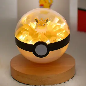 Anime Pokemon Ball With LED Light Figures Pikachu Eevee Pokeball Handcraft DIY Figures deals Birthday Gifts