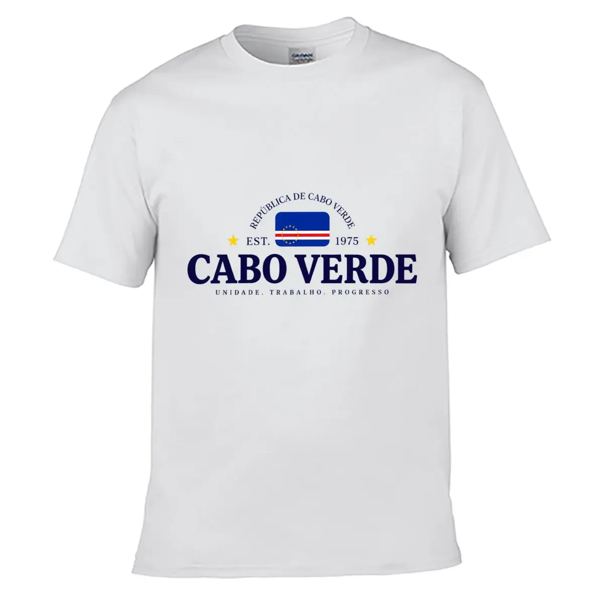 T-shirt d'été pour hommes, motif drapeau de la République de Cap-Vert, fondation 1975, unité, progrès du travail.