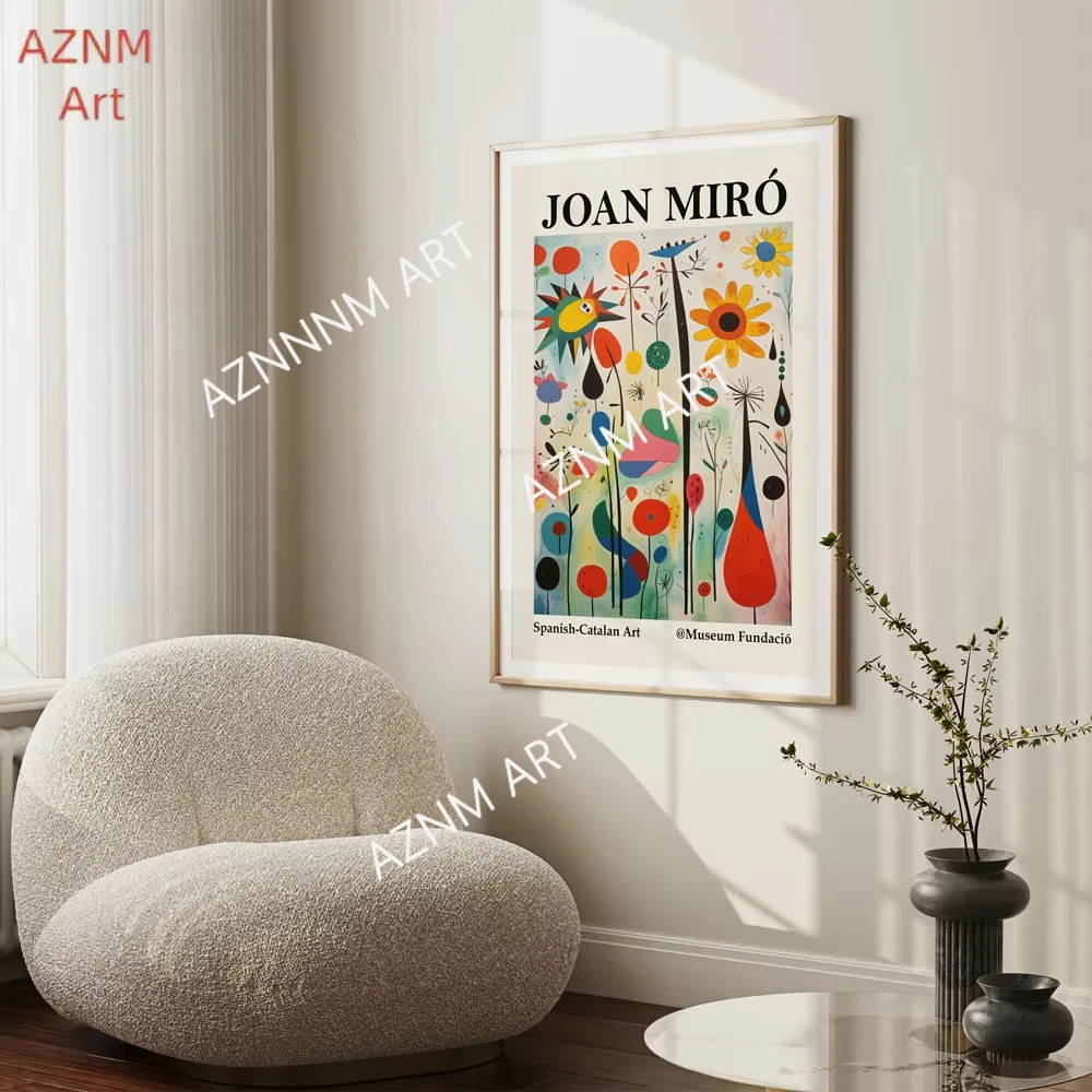 Joan Miro Abstract Art Vintage Posters Canvas Painting Print Room Home Kitchen Bar Cafe Room Wall Decor view 6