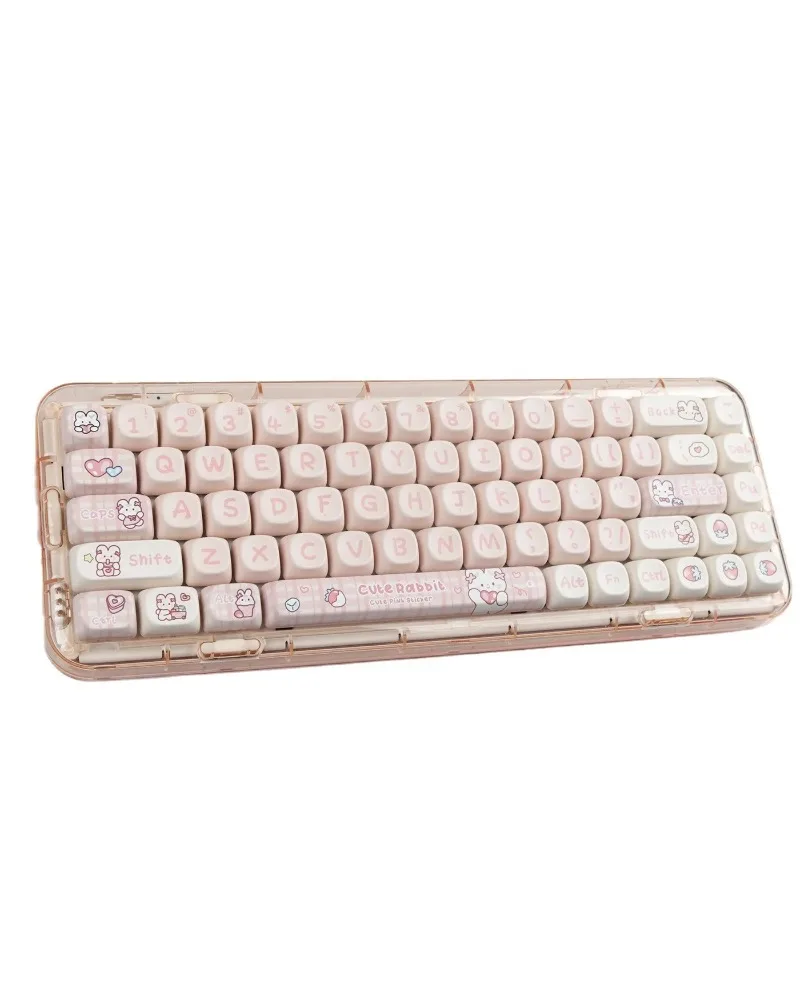 

Cartoon Snack Bunny MOA Small Warp PBT Sublimation Keycaps Compatible With Ningzhi HI75 68 98 99 104 Keyboard