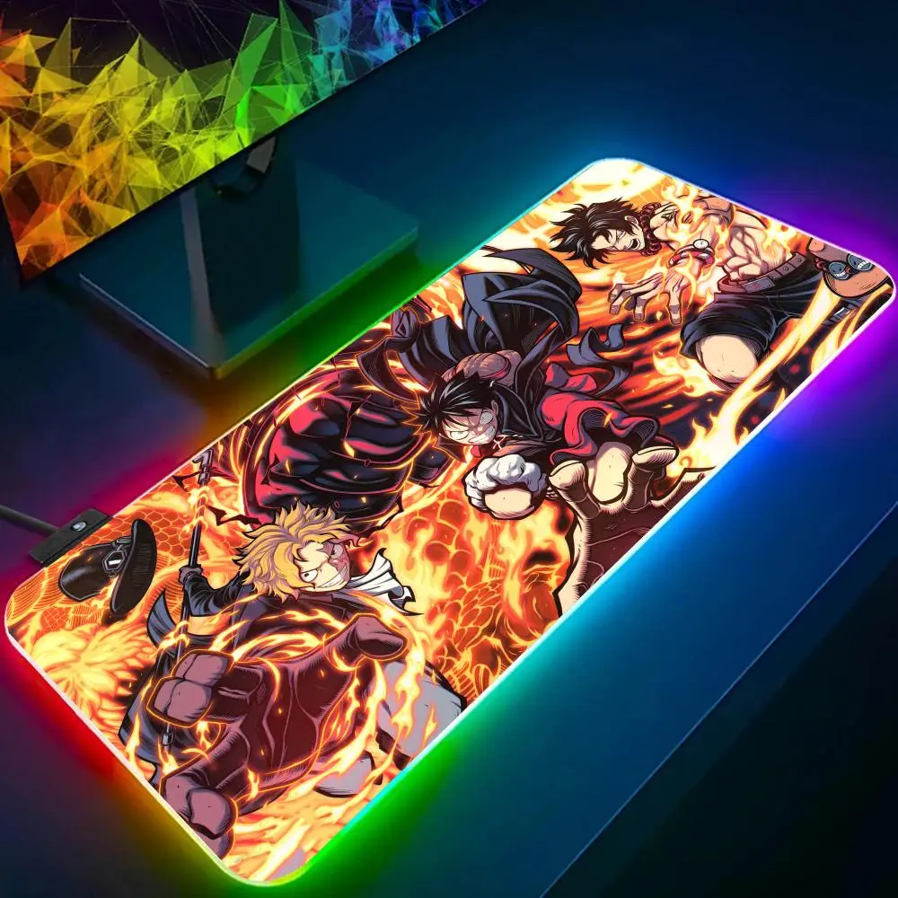 Hot Anime For O-One P-Pieces L-Luffys MINISO Mouse Pad RGB Glow Personality Picture Custom PC Table Mat Carpet Mat Game Player D